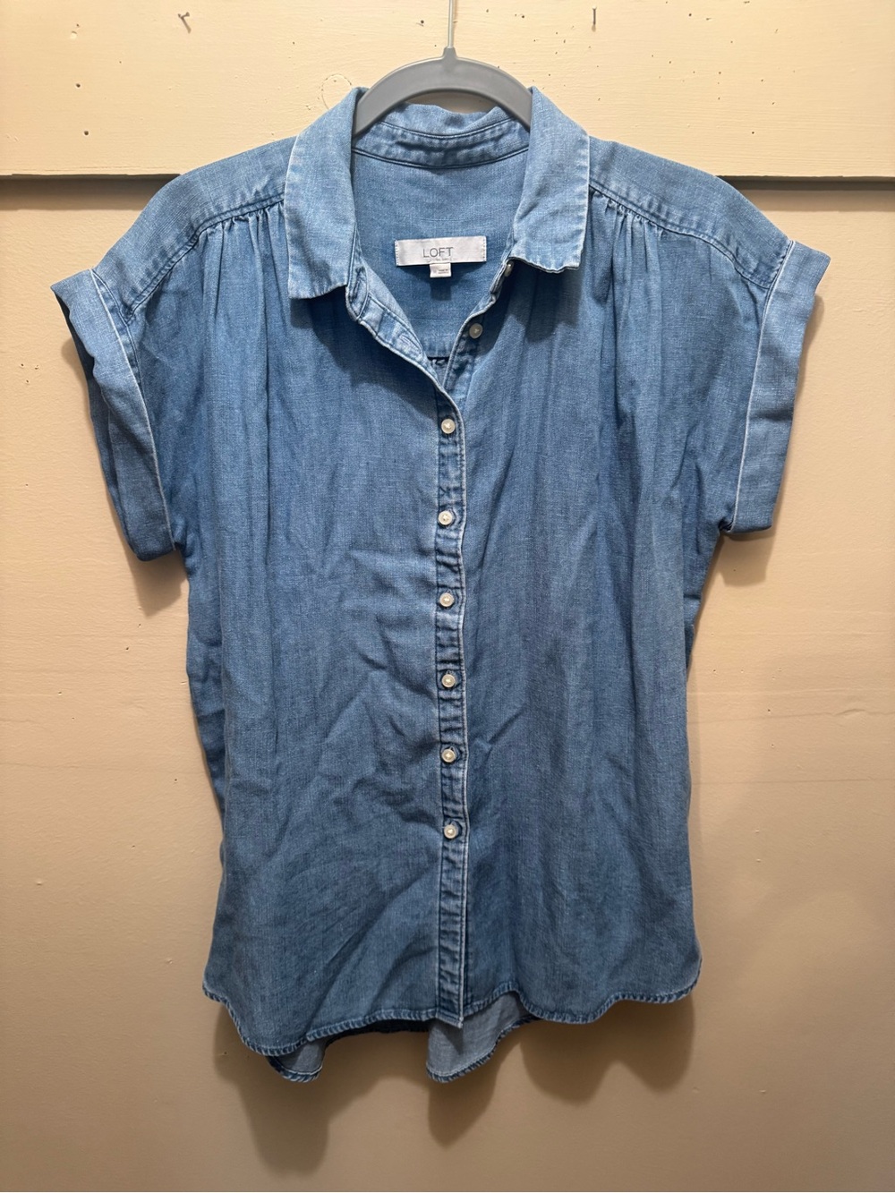LOFT Light Blue Denim Button-Front Shirt